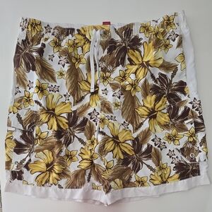 Mossimo Supply Co. Swim Trunks Shorts Yellow Brown Floral Men's Size XL